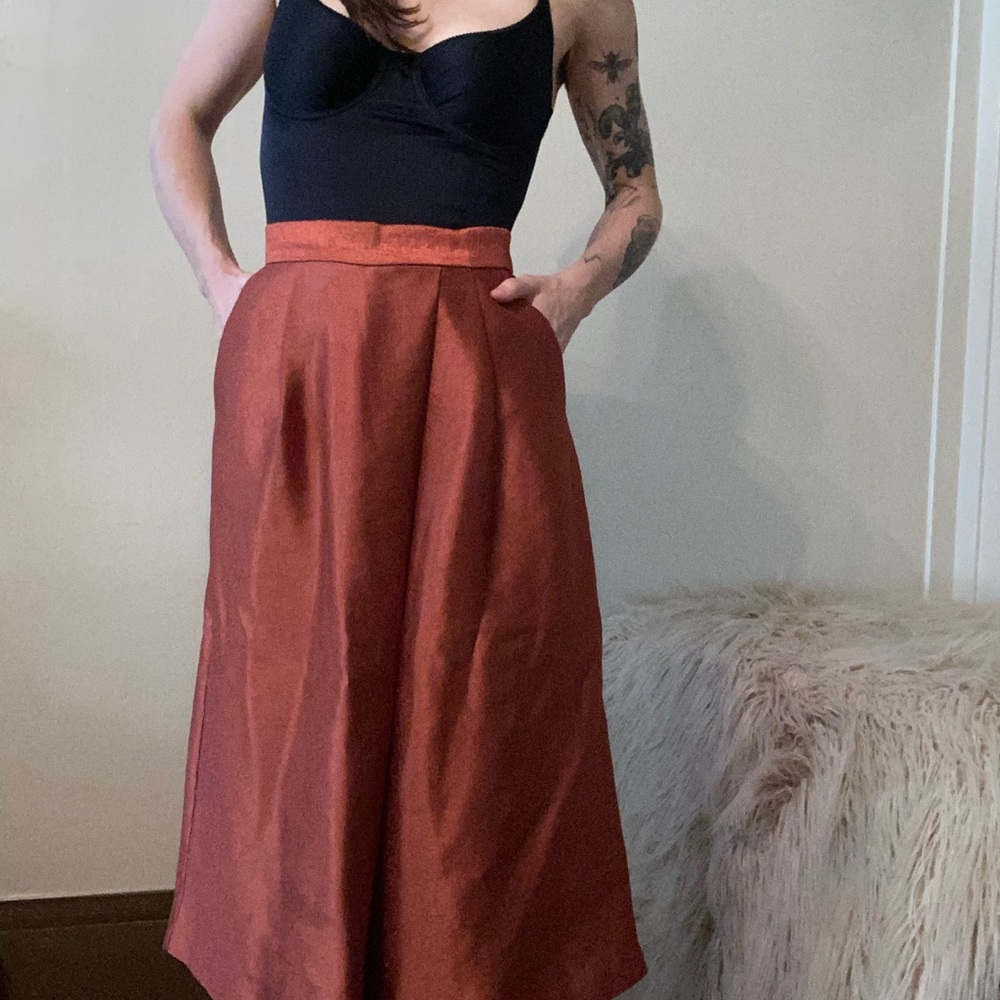H&M Rust-Orange Long High Waist Skirt (Small) 4/6